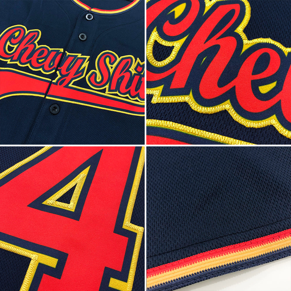 Custom Navy Gold-Navy Authentic Baseball Jersey - Sky-Custom