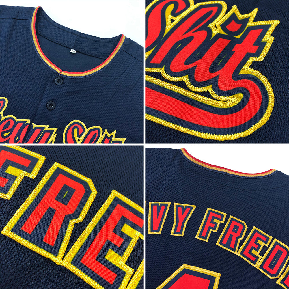 Custom Navy Red-White Authentic Baseball Jersey - Sky-Custom