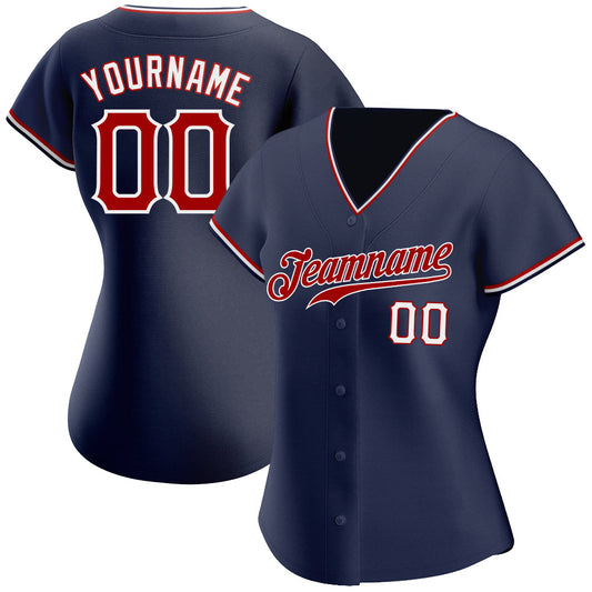Custom Navy Red-White Authentic Baseball Jersey - Sky-Custom