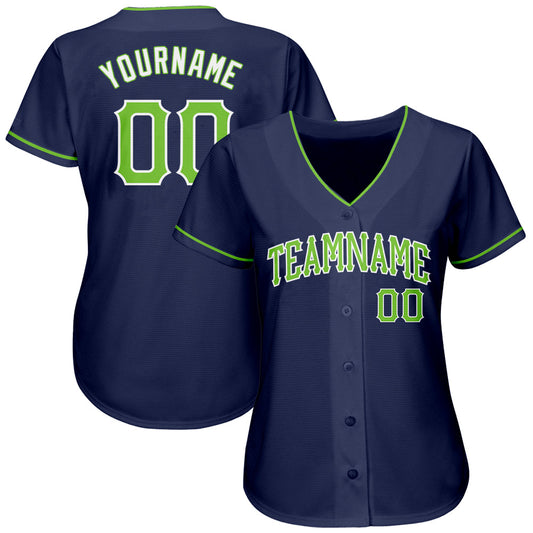Custom Navy Neon Green-White Authentic Baseball Jersey - Sky-Custom