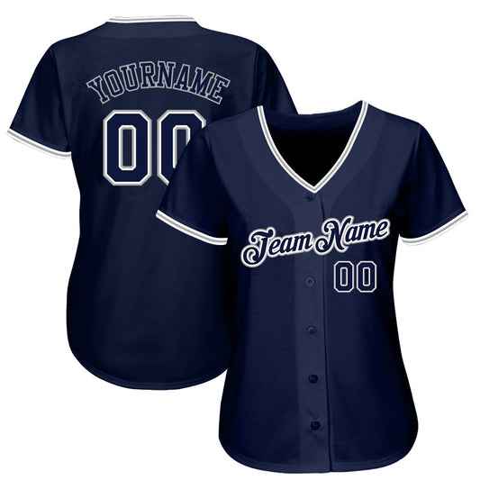Custom Navy Navy-Gray Authentic Baseball Jersey - Sky-Custom