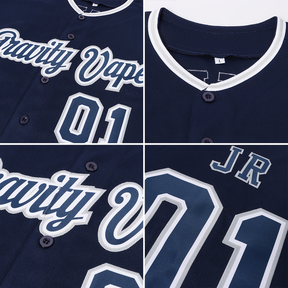 Custom Navy Navy-Gray Authentic Baseball Jersey - Sky-Custom