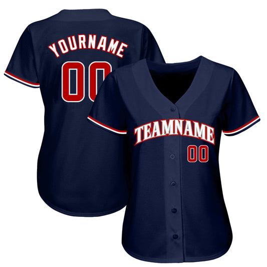 Custom Navy Red-White Authentic Baseball Jersey - Sky-Custom