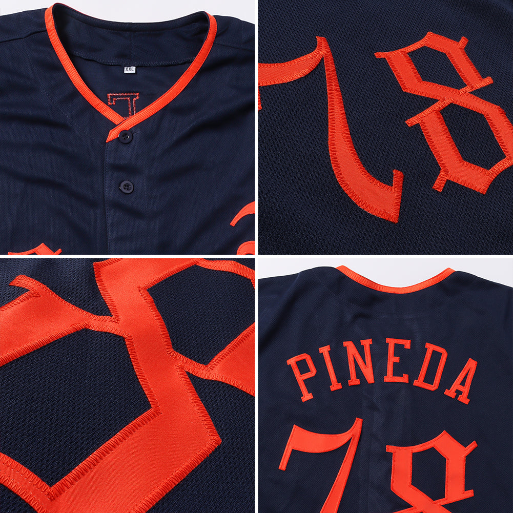 Custom Navy Red-White Authentic Baseball Jersey - Sky-Custom