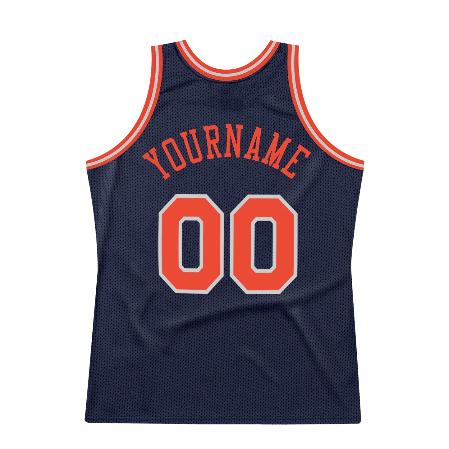 Custom Navy Orange-Gray Authentic Throwback Basketball Jersey - Sky-Custom