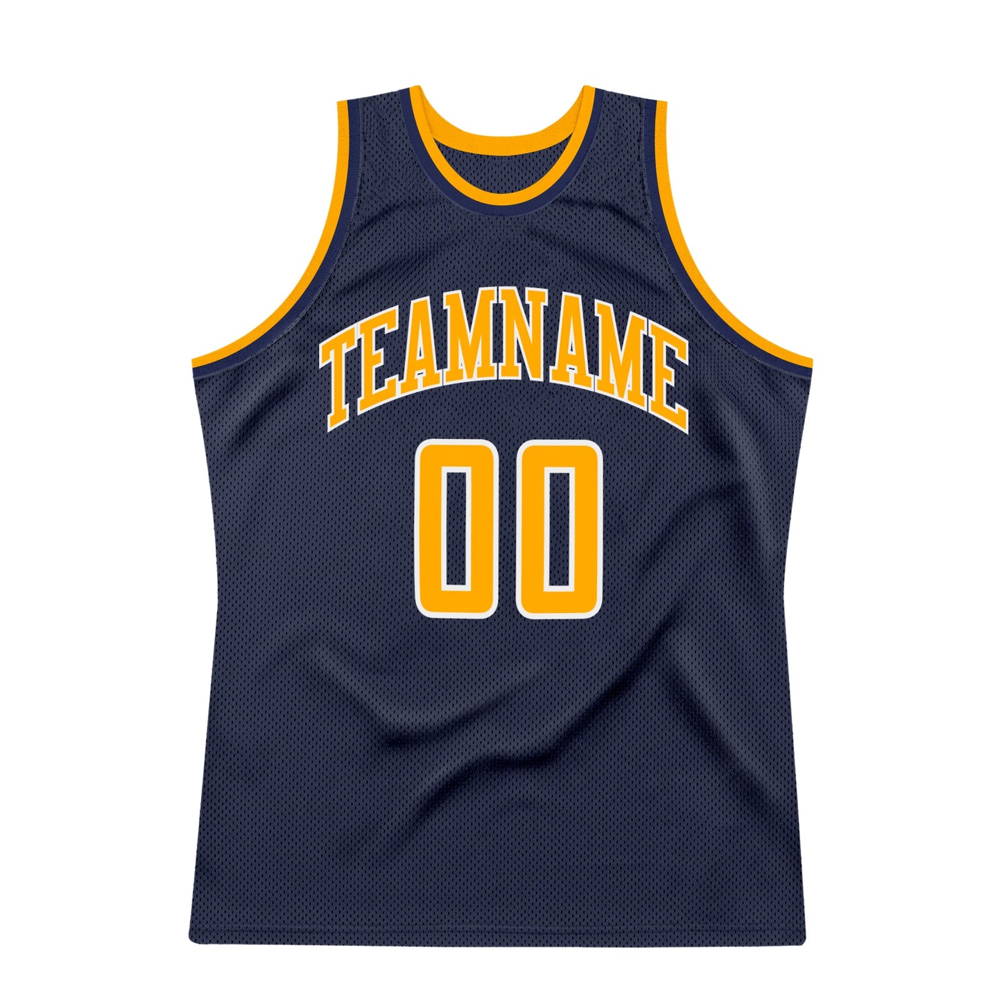 Custom Navy Gold-White Authentic Throwback Basketball Jersey - Sky-Custom