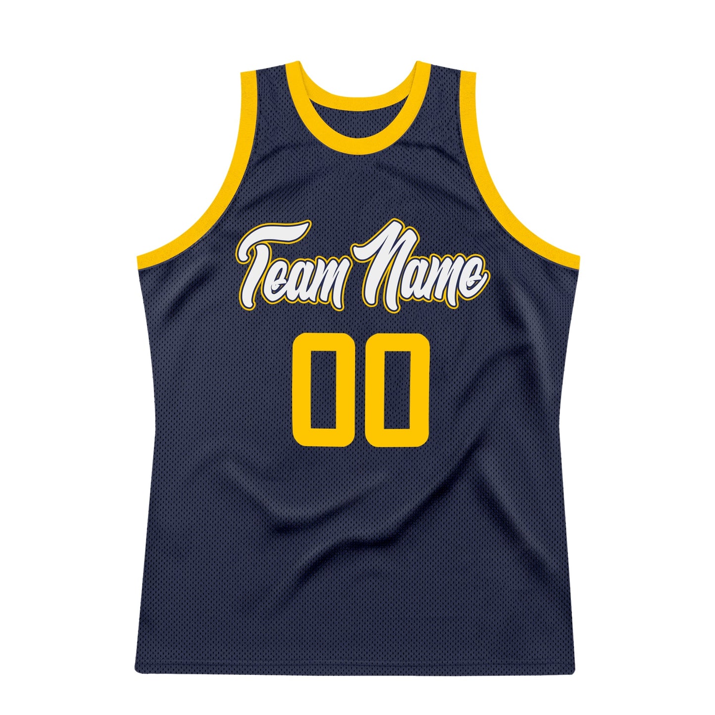 Custom Navy Gold-White Authentic Throwback Basketball Jersey - Sky-Custom