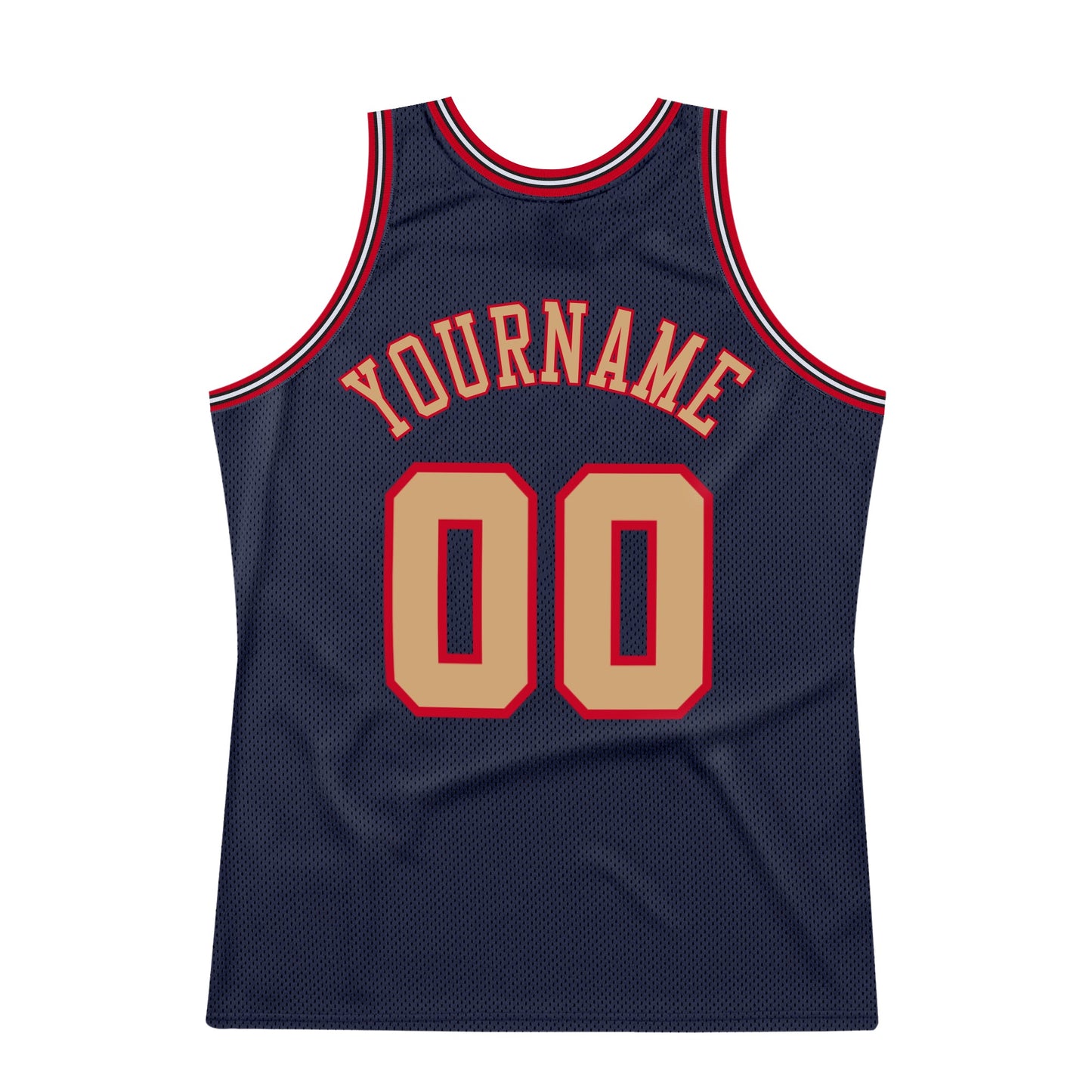 Custom Navy Old Gold-Red Authentic Throwback Basketball Jersey - Sky-Custom