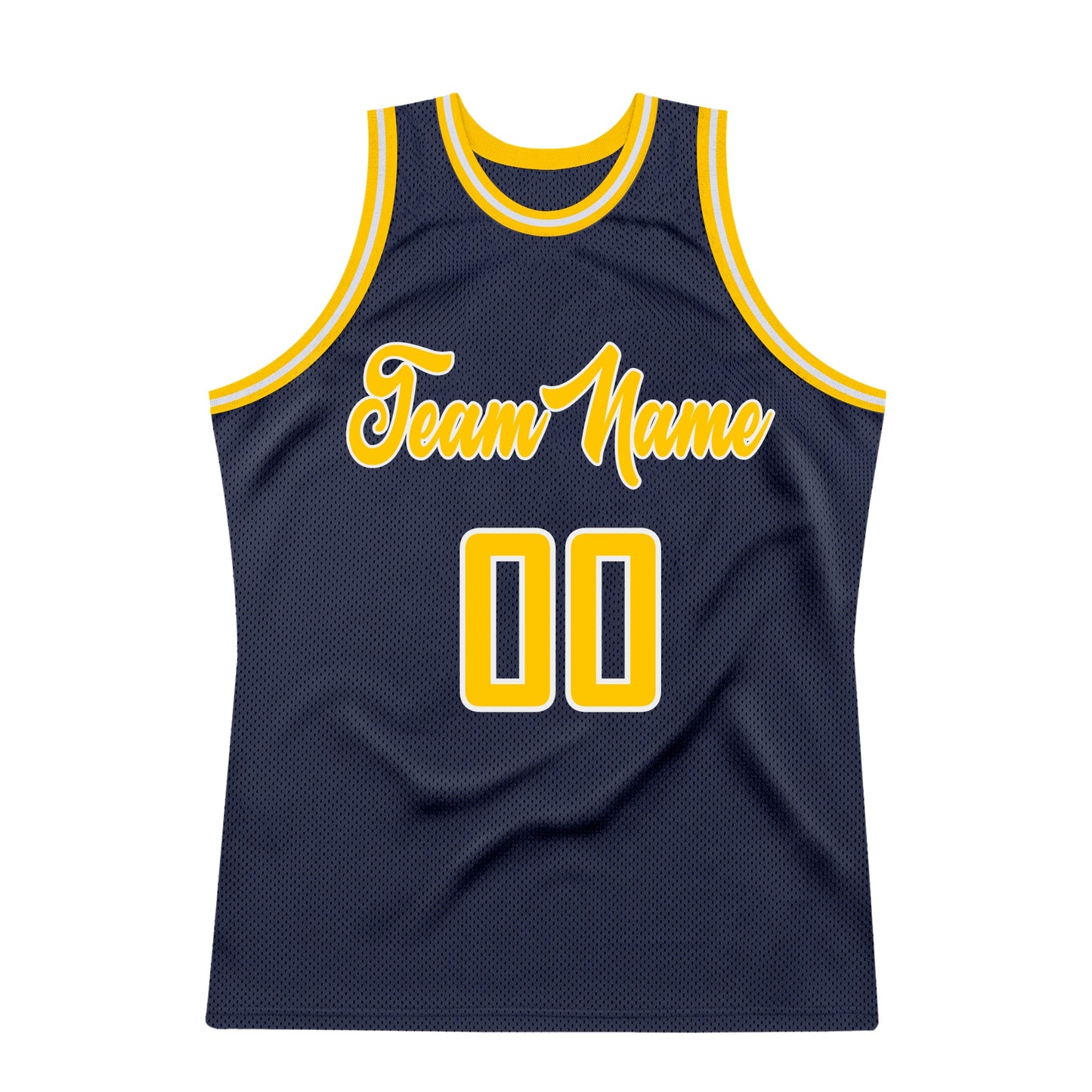 Custom Navy Gold-White Authentic Throwback Basketball Jersey - Sky-Custom