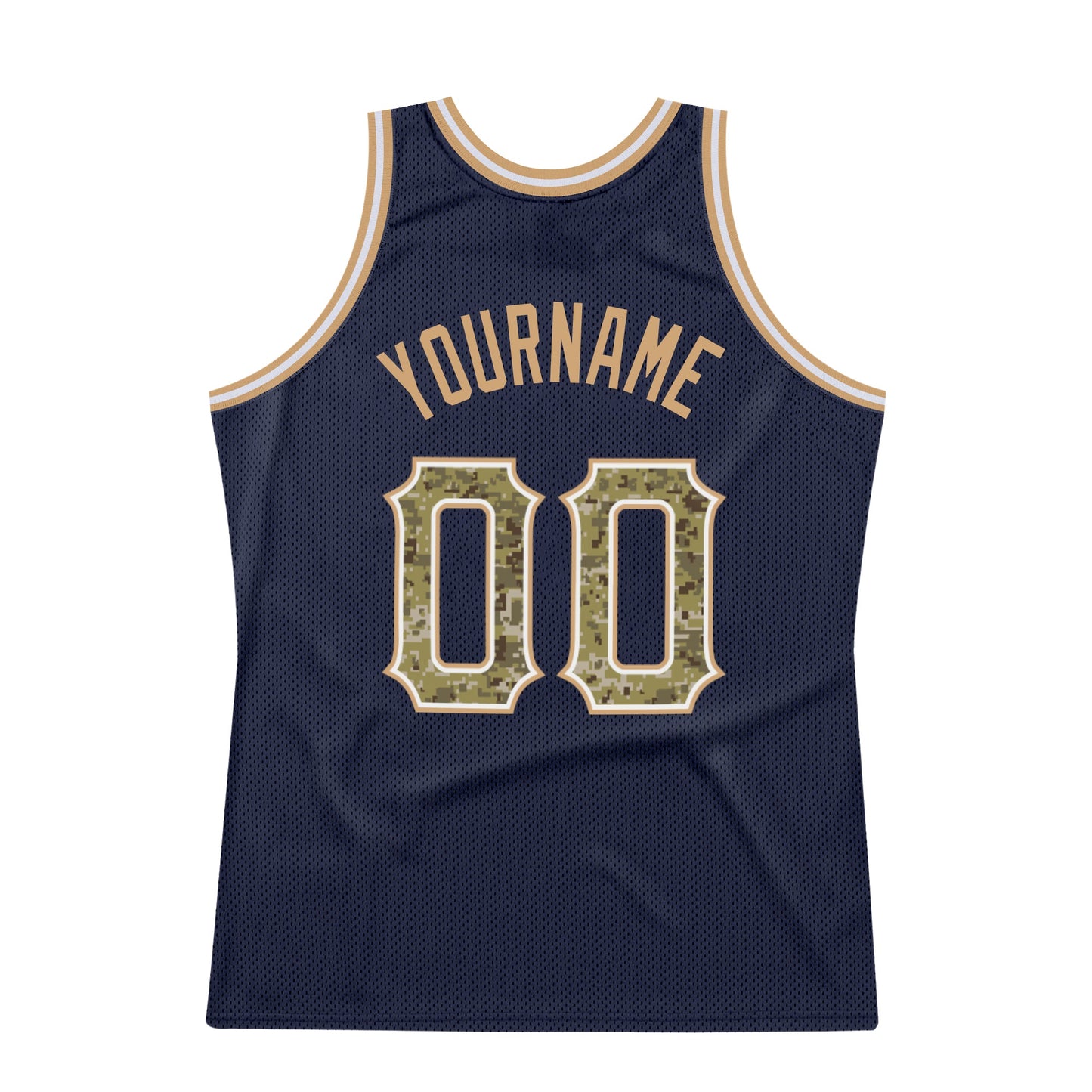 Custom Navy Camo-Old Gold Authentic Throwback Basketball Jersey - Sky-Custom