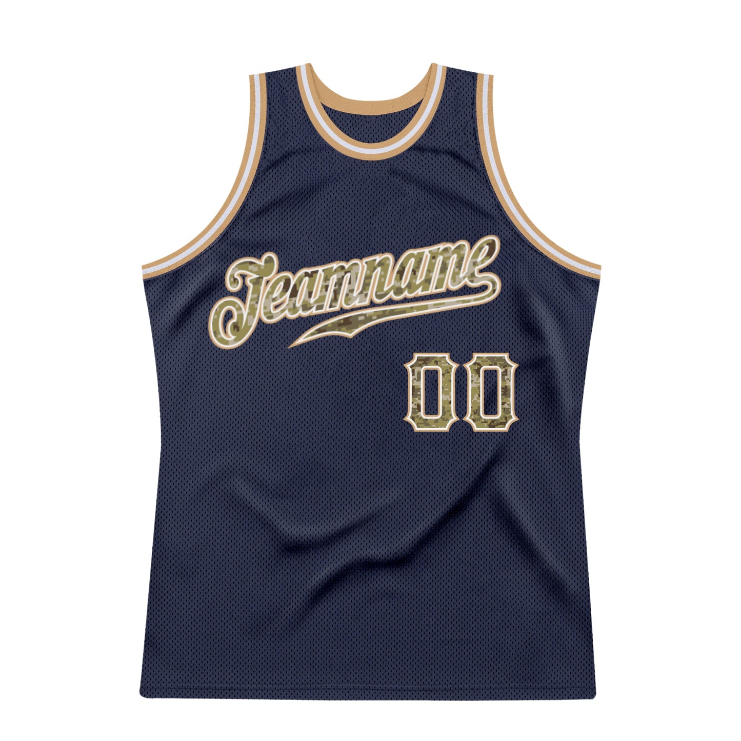 Custom Navy Camo-Old Gold Authentic Throwback Basketball Jersey - Sky-Custom