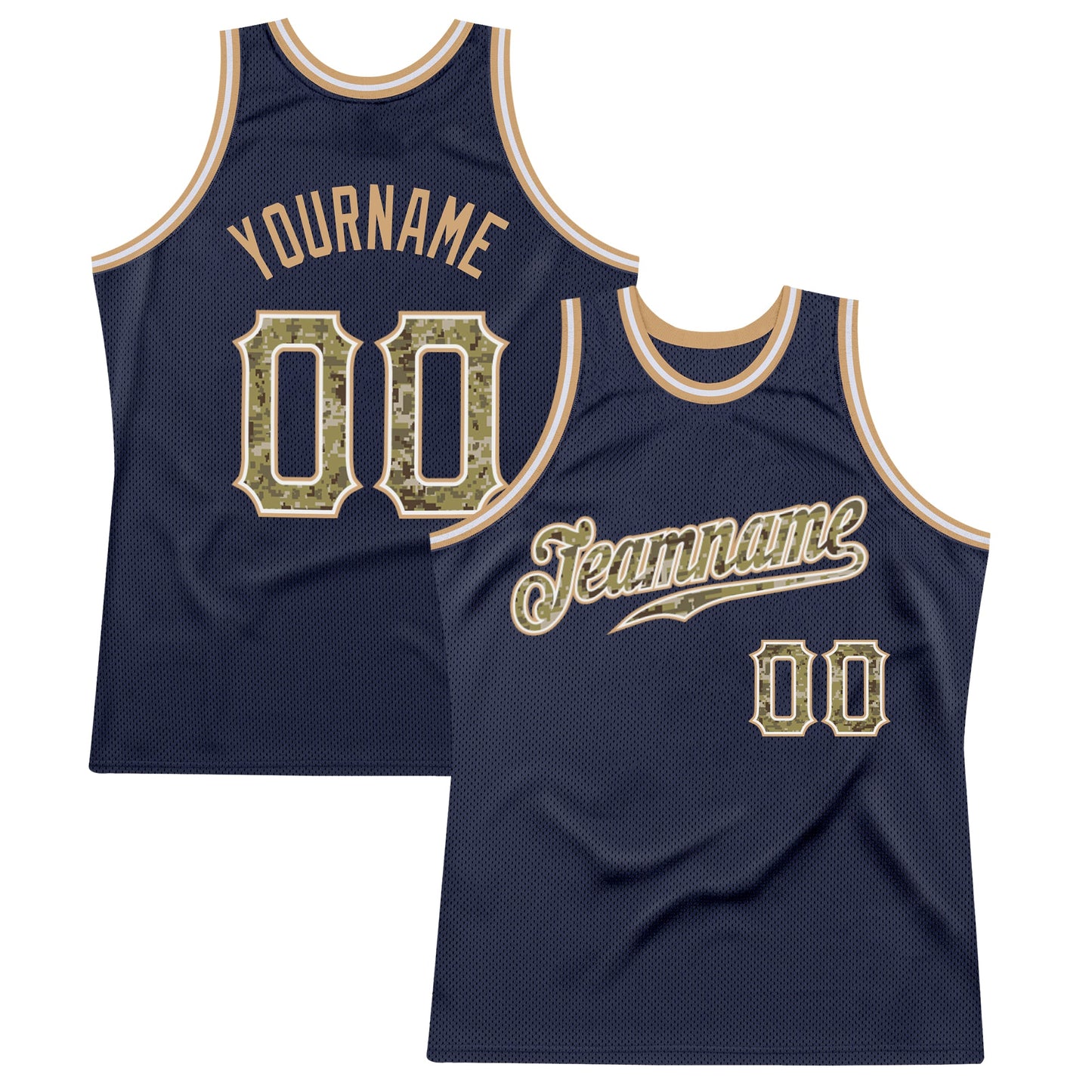 Custom Navy Camo-Old Gold Authentic Throwback Basketball Jersey - Sky-Custom