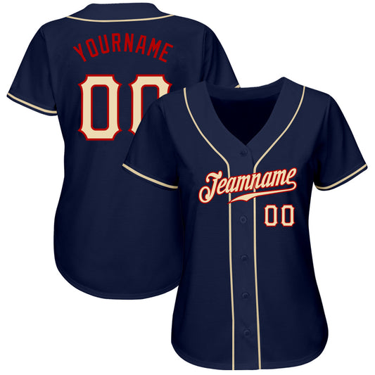 Custom Navy City Cream-Red Authentic Baseball Jersey - Sky-Custom