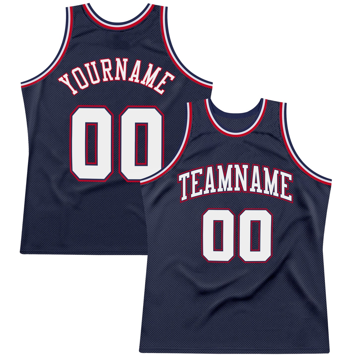 Custom Navy White-Red Authentic Throwback Basketball Jersey - Sky-Custom