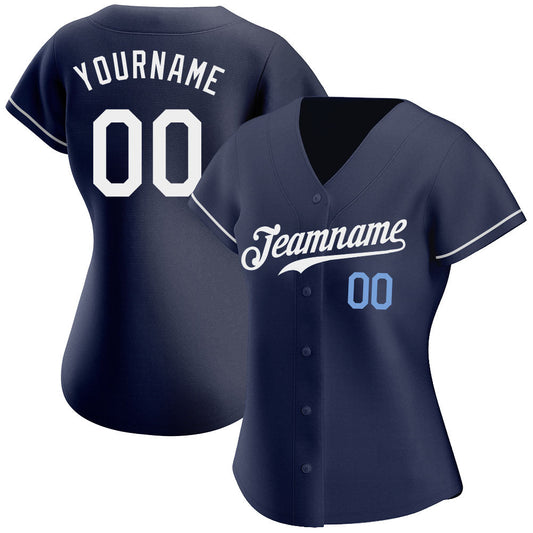 Custom Navy White-Light Blue Authentic Baseball Jersey - Sky-Custom