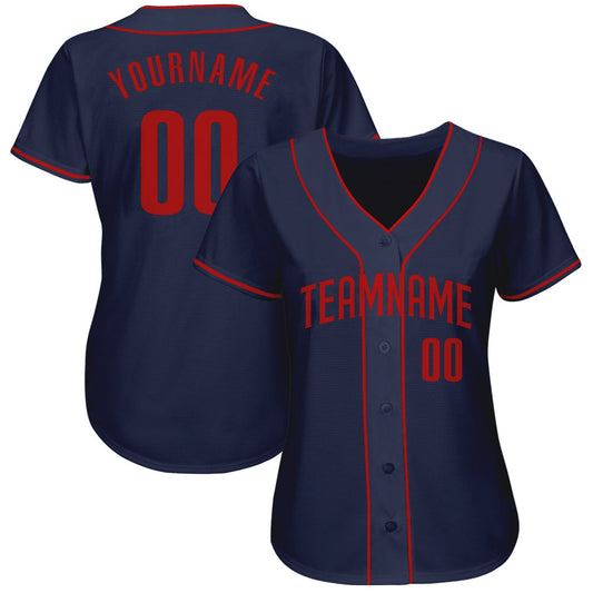 Custom Navy Red Authentic Baseball Jersey - Sky-Custom