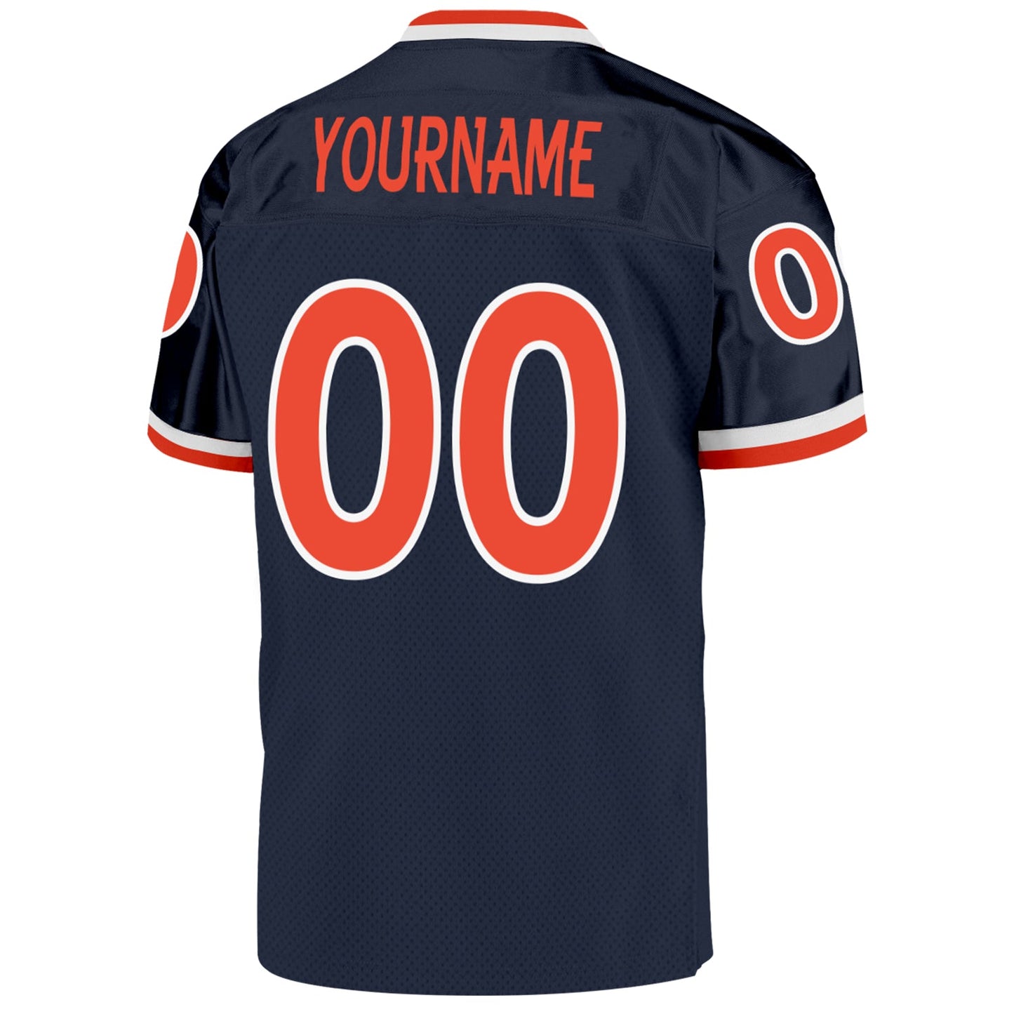 Custom Navy Orange-White Mesh Authentic Throwback Football Jersey - Sky-Custom