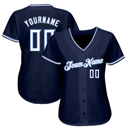 Custom Navy White-Light Blue Authentic Baseball Jersey - Sky-Custom