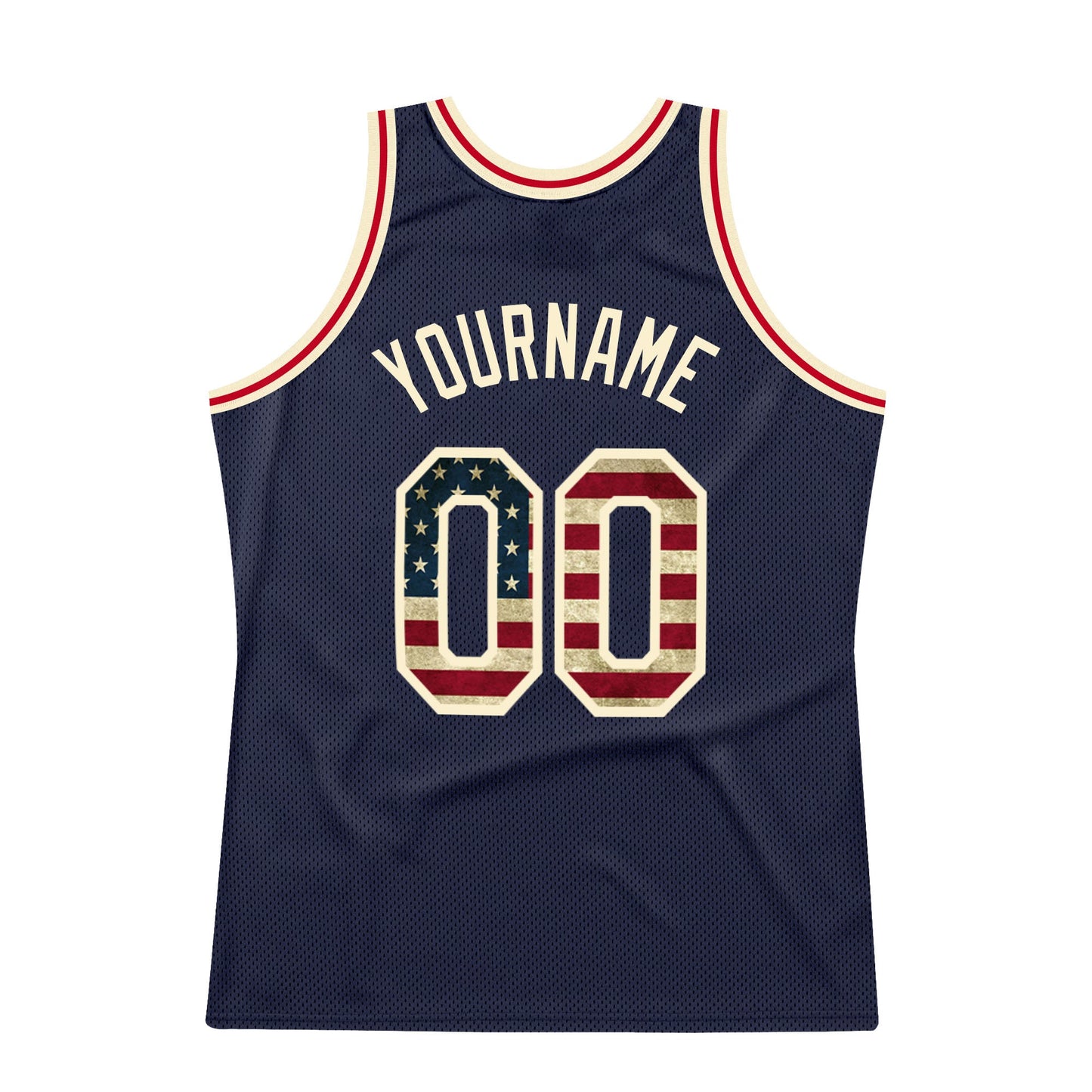 Custom Navy Vintage USA Flag-Cream Authentic Throwback Basketball Jersey - Sky-Custom