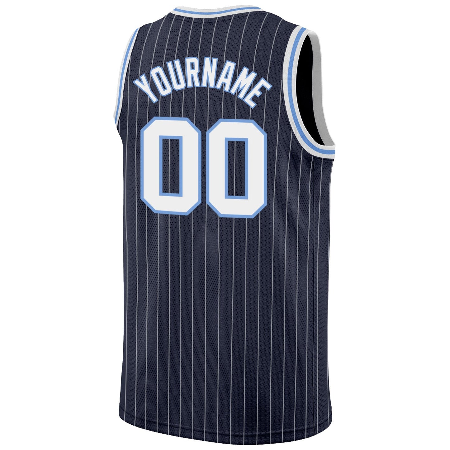 Custom Navy White Pinstripe White-Light Blue Authentic Basketball Jersey - Sky-Custom