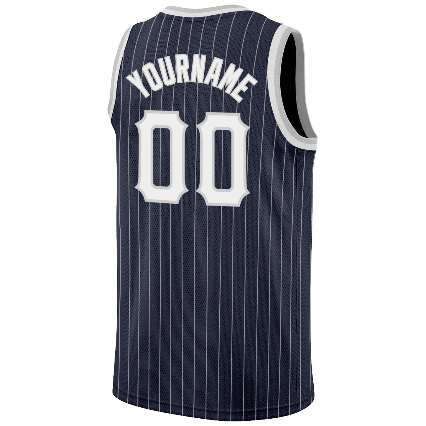 Custom Navy White Pinstripe White-Gray Authentic Basketball Jersey - Sky-Custom