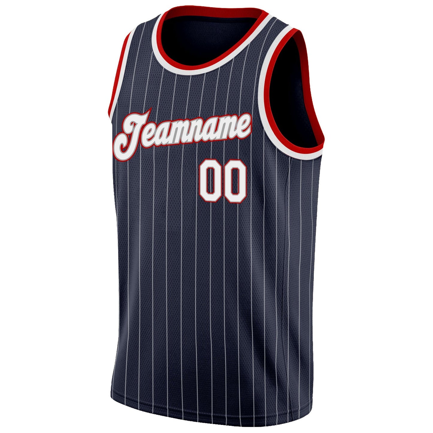 Custom Navy White Pinstripe White-Red Authentic Basketball Jersey - Sky-Custom