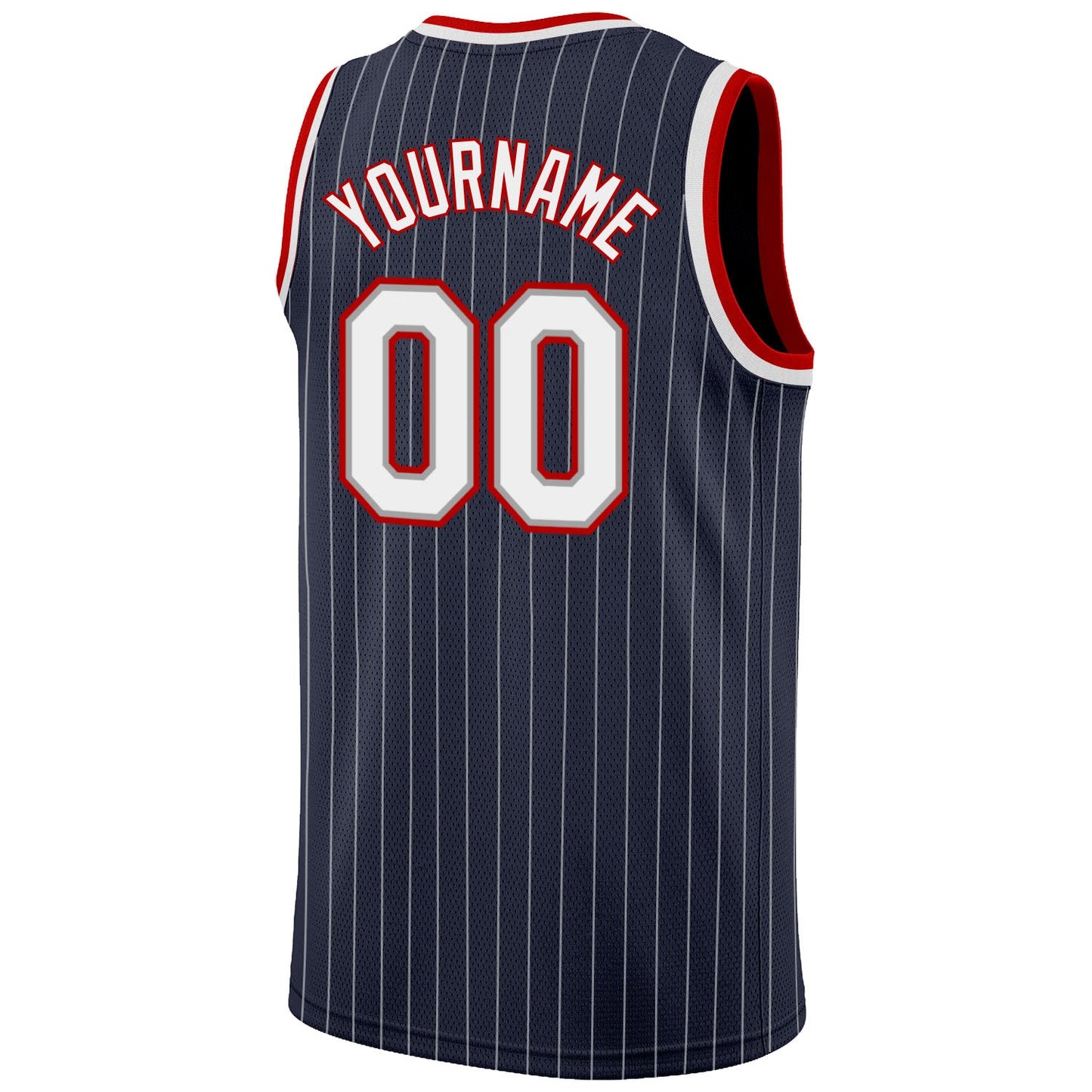 Custom Navy White Pinstripe White-Red Authentic Basketball Jersey - Sky-Custom