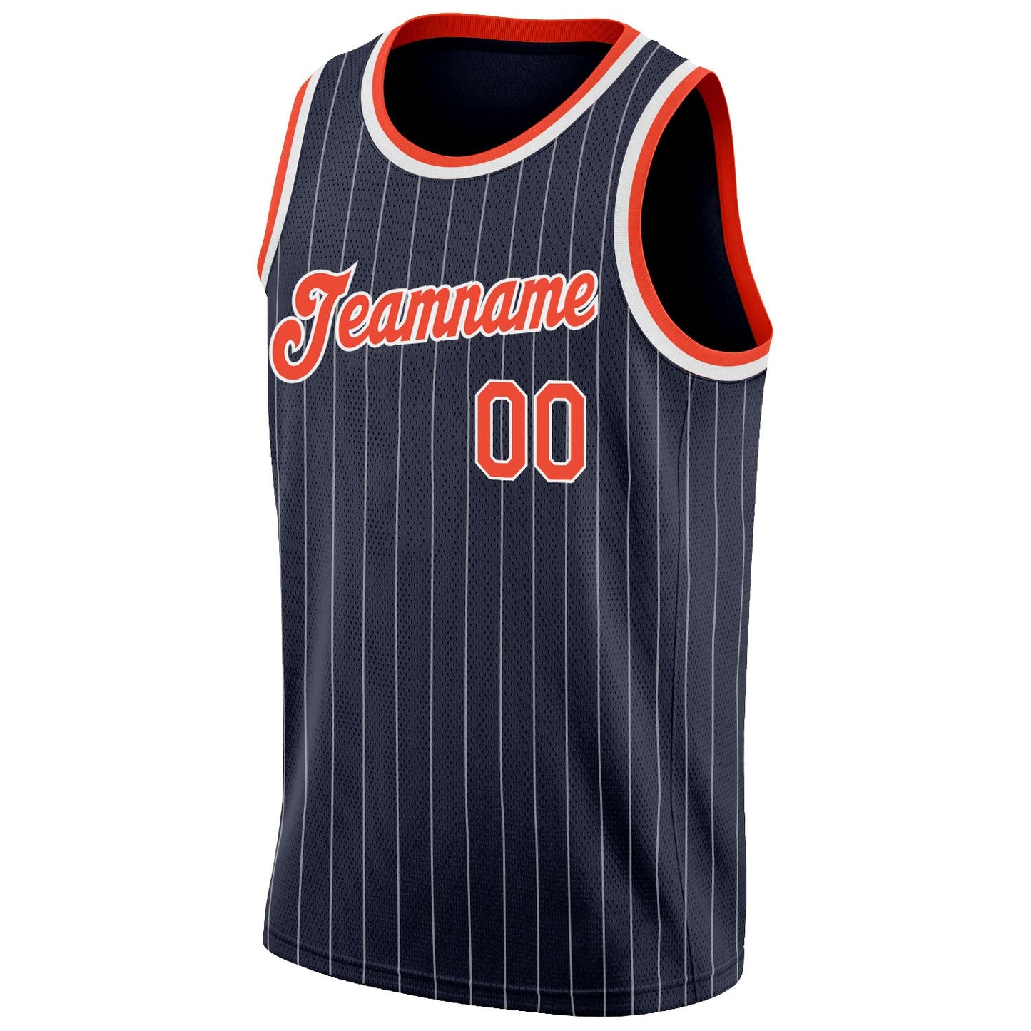 Custom Navy White Pinstripe Orange-White Authentic Basketball Jersey - Sky-Custom
