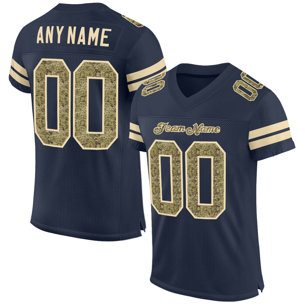 Custom Navy Camo-Cream Mesh Authentic Salute To Service Football Jersey - Sky-Custom