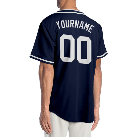 Custom Navy White Authentic Baseball Jersey - Sky-Custom