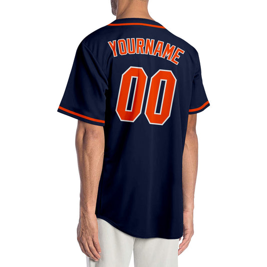 Custom Navy Orange-White Authentic Baseball Jersey - Sky-Custom