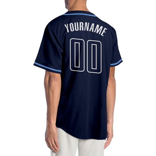 Custom Navy Navy-Light Blue Authentic Baseball Jersey - Sky-Custom