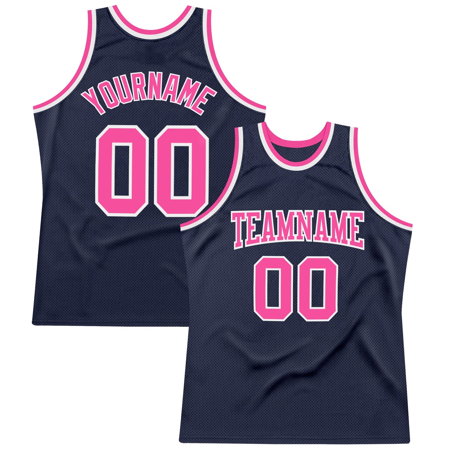 Custom Navy Pink-White Authentic Throwback Basketball Jersey - Sky-Custom