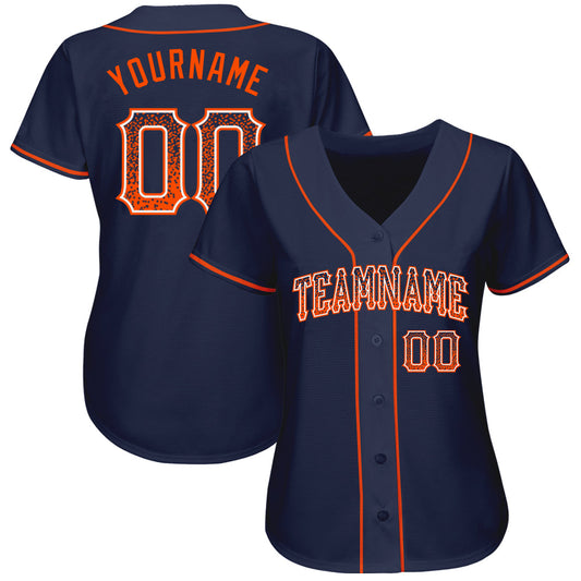 Custom Navy Orange-White Authentic Drift Fashion Baseball Jersey - Sky-Custom