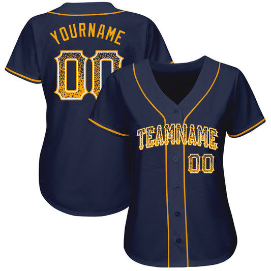 Custom Navy Gold-White Authentic Drift Fashion Baseball Jersey - Sky-Custom