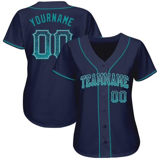 Custom Navy Teal-Gray Authentic Drift Fashion Baseball Jersey - Sky-Custom