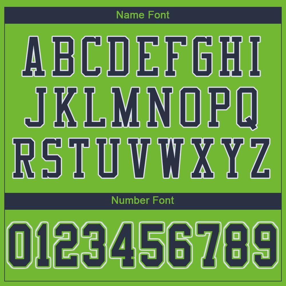 Custom Neon Green Navy-White Mesh Authentic Football Jersey - Sky-Custom