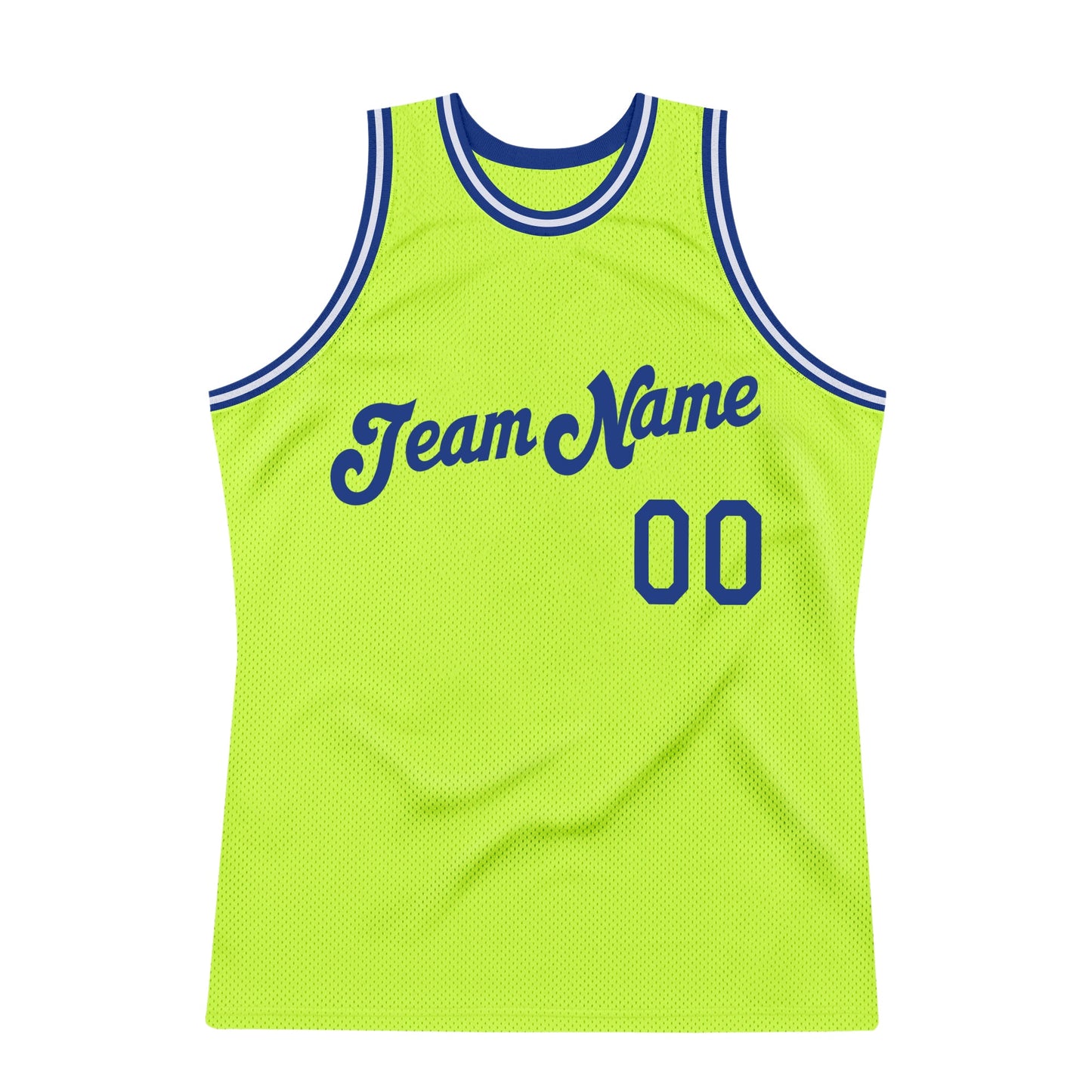 Custom Neon Green Royal-White Authentic Throwback Basketball Jersey - Sky-Custom