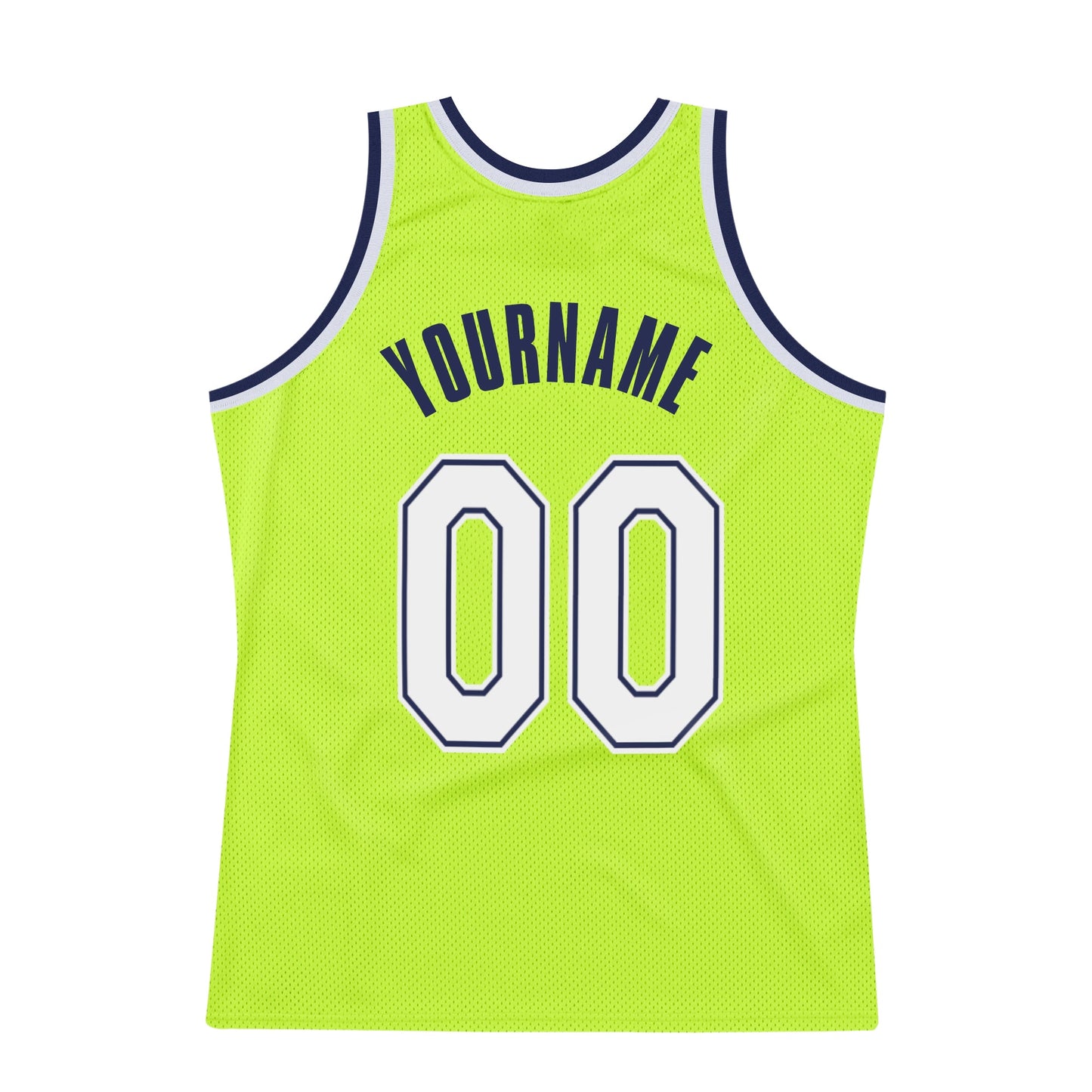 Custom Neon Green White-Navy Authentic Throwback Basketball Jersey - Sky-Custom