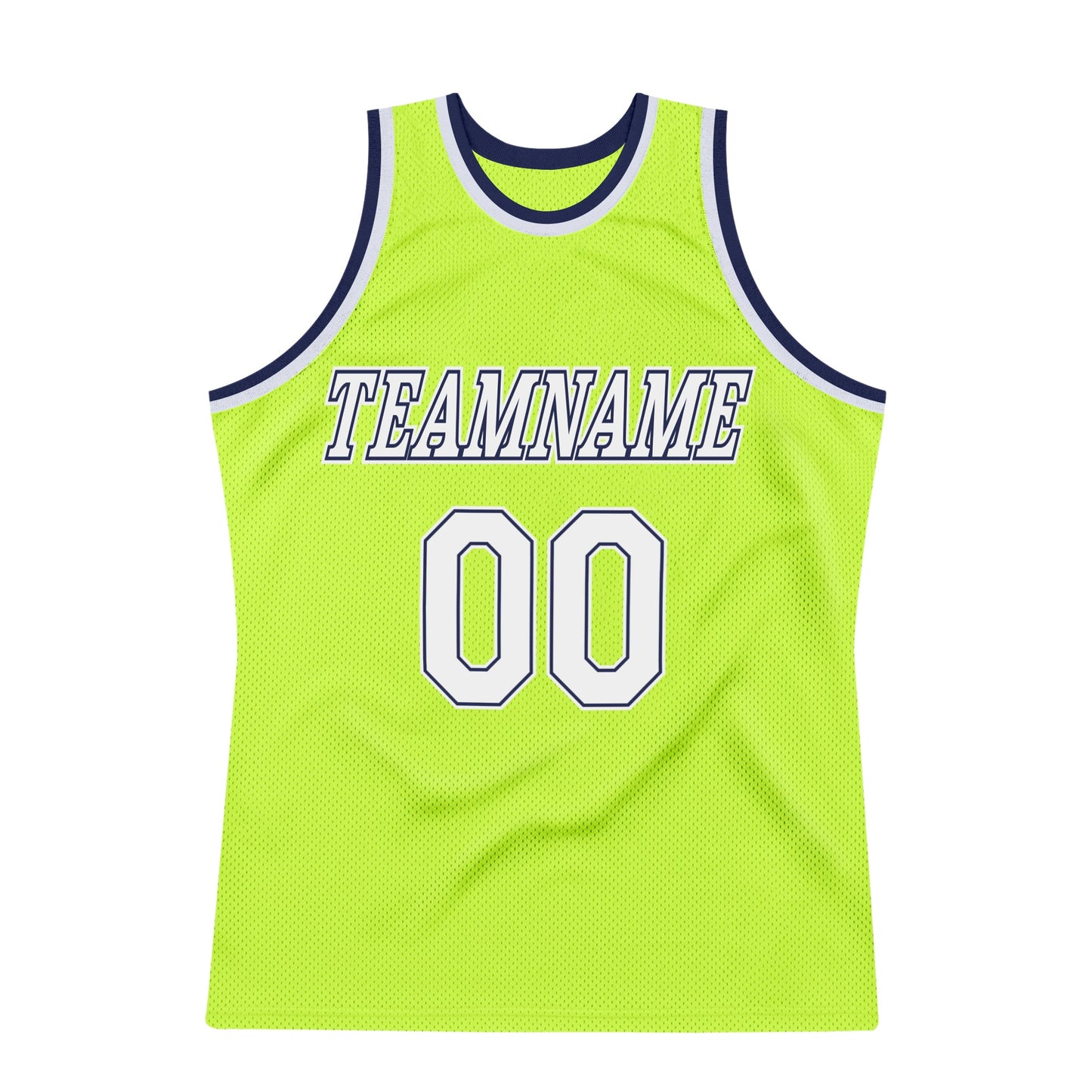 Custom Neon Green White-Navy Authentic Throwback Basketball Jersey - Sky-Custom