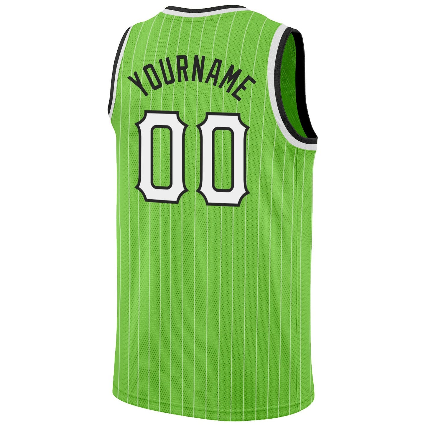 Custom Neon Green White Pinstripe White-Black Authentic Basketball Jersey - Sky-Custom