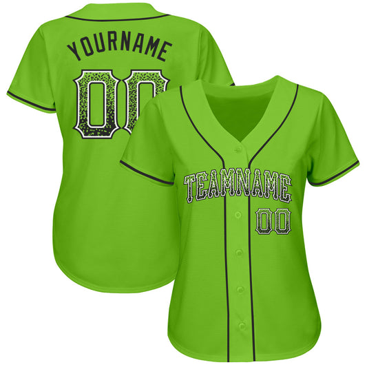 Custom Neon Green Black-White Authentic Drift Fashion Baseball Jersey - Sky-Custom
