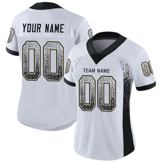 Custom White Black-Vegas Gold Mesh Drift Fashion Football Jersey - Sky-Custom