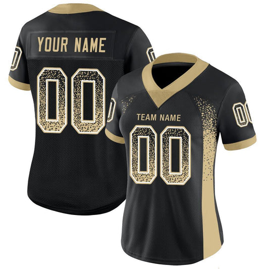 Custom Black Vegas Gold-White Mesh Drift Fashion Football Jersey - Sky-Custom