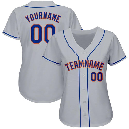 Custom Gray Royal-Orange Baseball Jersey - Sky-Custom
