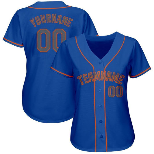 Custom Royal Gray-Orange Baseball Jersey - Sky-Custom