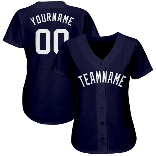 Custom Navy White Baseball Jersey - Sky-Custom