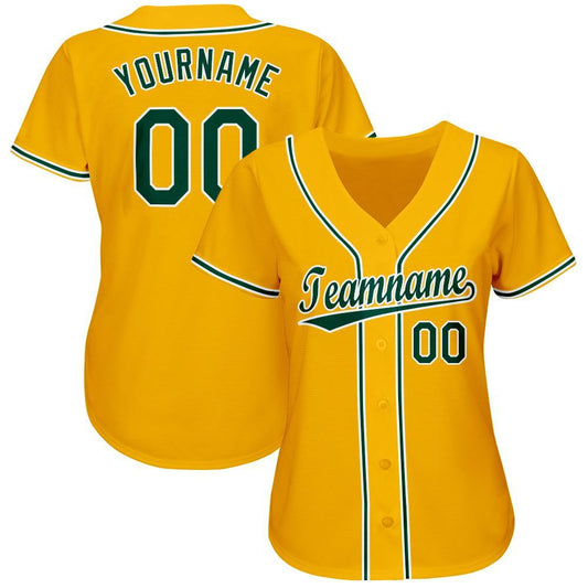 Custom Gold Green-White Baseball Jersey - Sky-Custom
