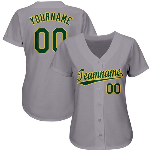 Custom Gray Green-Gold Baseball Jersey - Sky-Custom