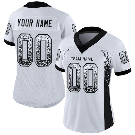 Custom White Black-Silver Mesh Drift Fashion Football Jersey - Sky-Custom